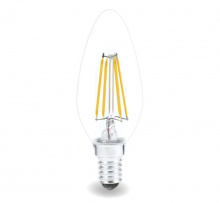 Лампа светодиодная  5W Е14 С37 СВЕЧА 3000К 450Лм прозрачная (LED OPTI FLM-C35-5W-E14-N) VKL 