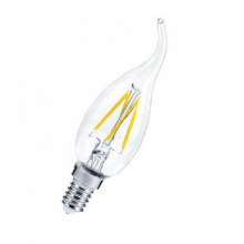 Лампа светодиодная  5W Е14 СА37 СВЕЧА НА ВЕТРУ 3000К 450Лм 160-260V прозрачная LED-premium IN HOME