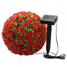 Светильник садово-парковый на солнечной батарее "Цветочный шар", красный, 20 LED белый D 28 см E5209